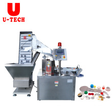 U Tech completely automatic pp pe oil shampoo plastic bottle gasket lid aluminum foil liner inserting machine cap lining machine